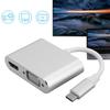 Adapter TypeC Hub to VGA HDMI DVI Displayport 3.1 Ethernet Converter Dock 4K Resolution(Silver )