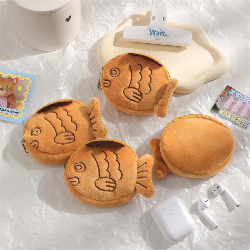 Cute Plush Fish Earphone Organizer Pouch Multi-purpose Coin Purse Wallet Portable Key Zipper Bag Chritmas New Year Gift 1-5PCS