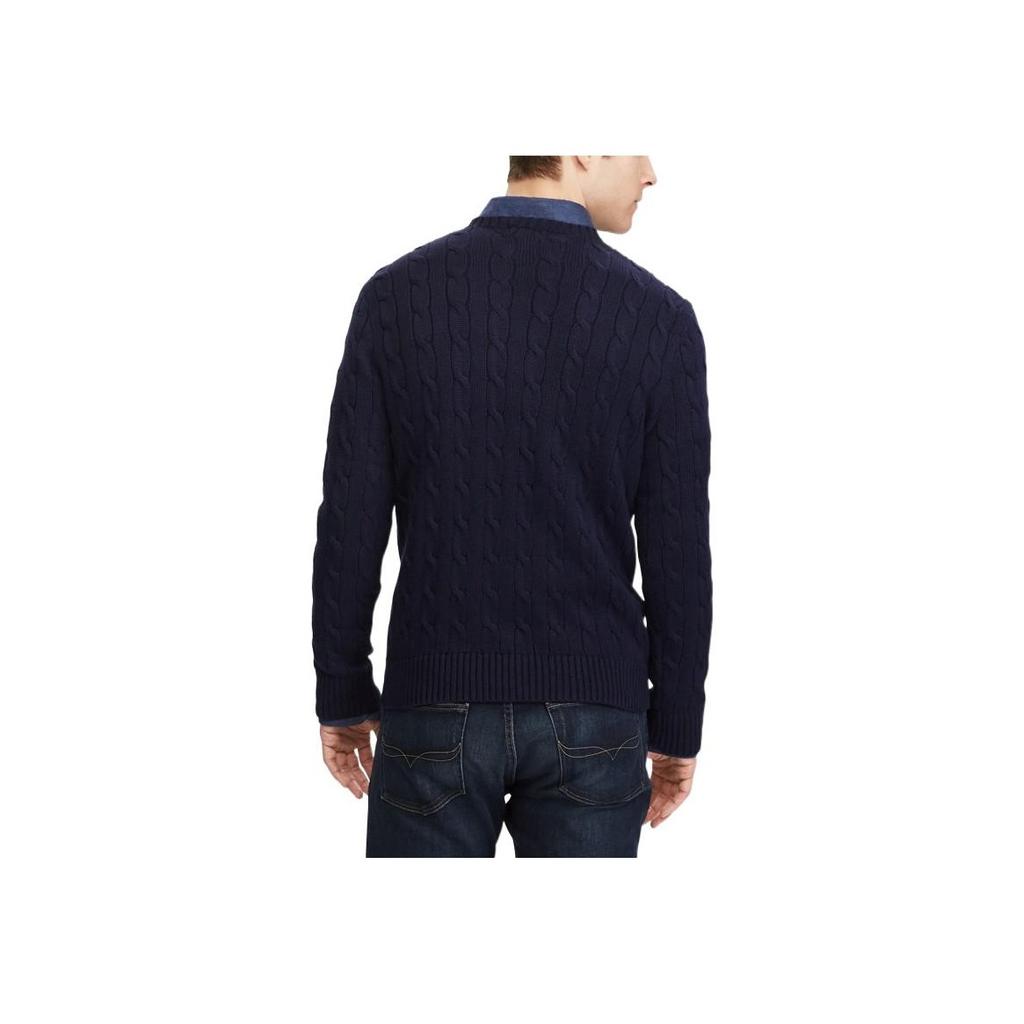 Polo Ralph Lauren SS22 Solid Color Cable Knit Crew Neck Sweater Men sweater Blue MNPOSWE16810058-B82