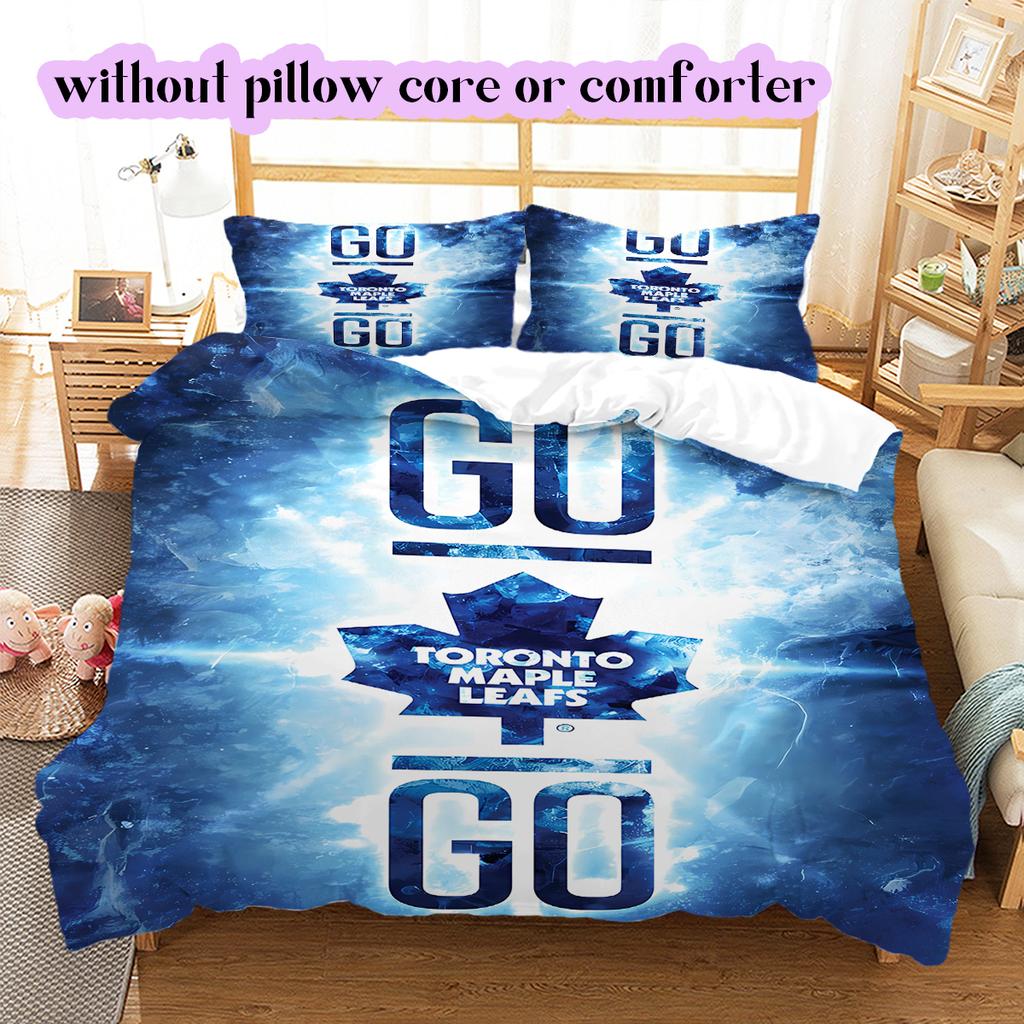 Ice Hockey Logo Pattern Bedding Quilt Set Quilt Cover Pillowcase Home Decoration Birthday Gift (1*duvet cover+ 2*pillowcase, without core)