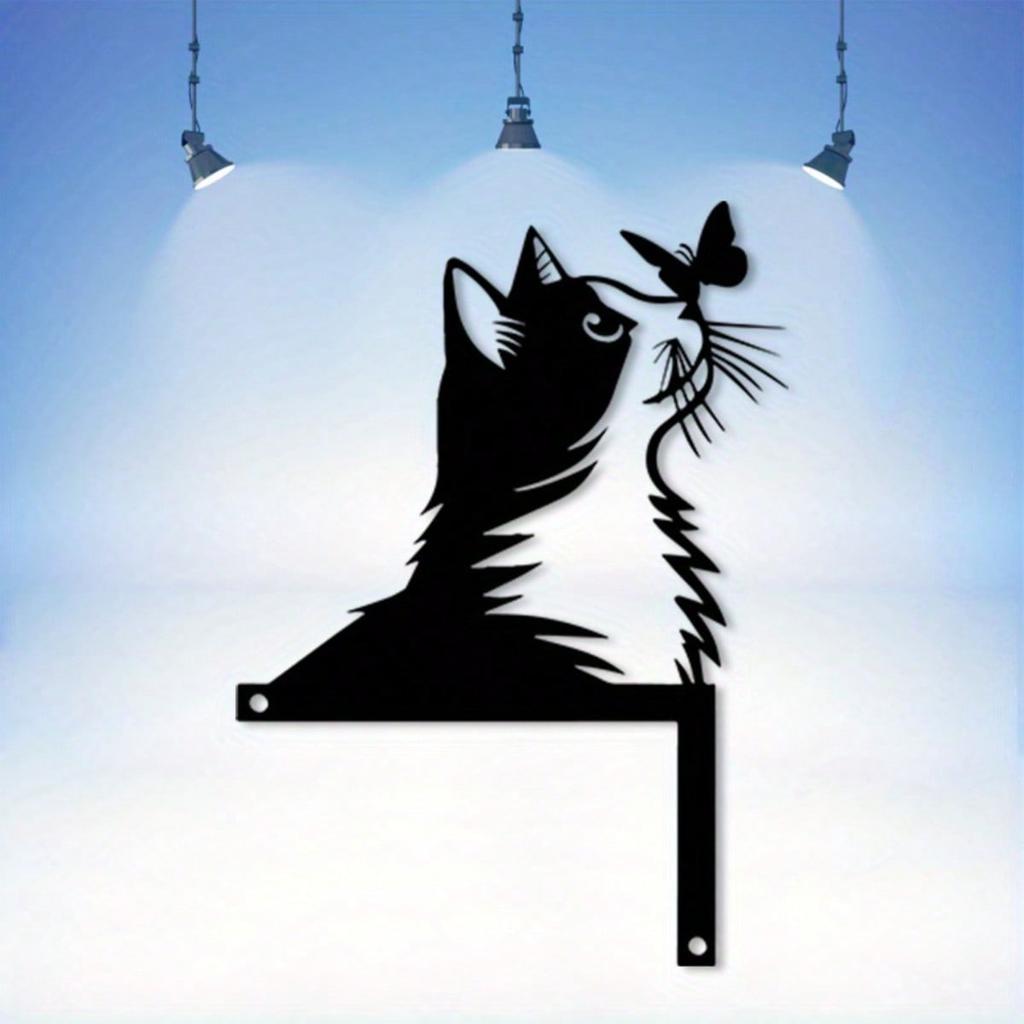 Metal Cat Door Sign Weatherproof Decor Home Outdoor Gift