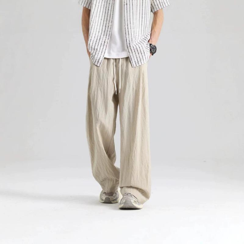Men Summer Thin Loose Straight Casual Long Linen Trousers