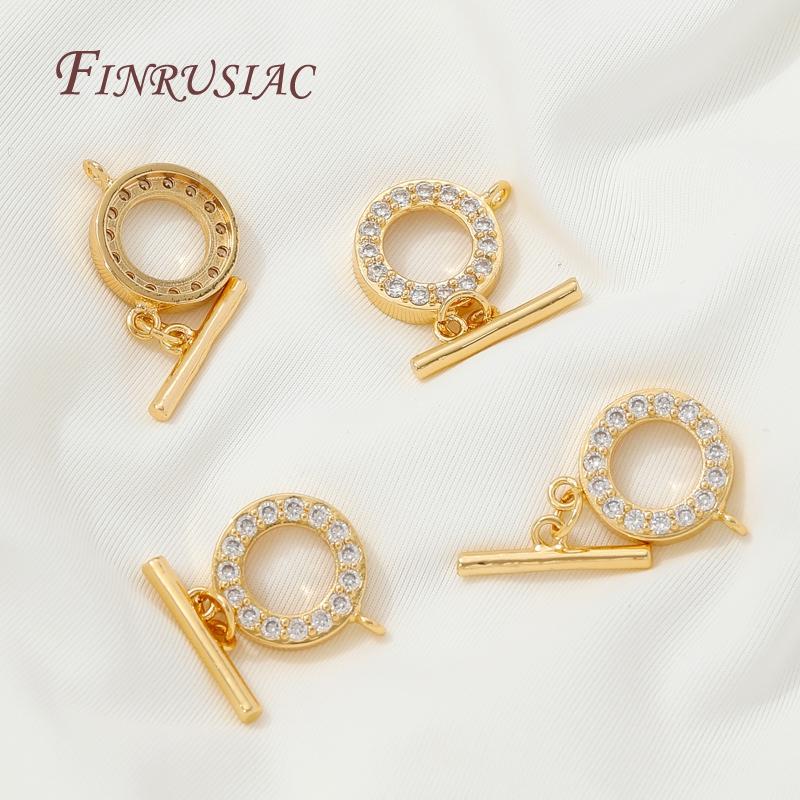 18K Gold Plated Toggle Clasps For Jewelry,Locks For Bracelets,Brass with Zircon OT Clasp,DIY Necklace Making Accessories
