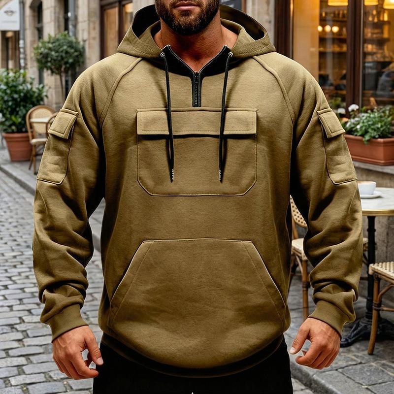 Mens Half Zip Hooded Fleece Sweatshirt