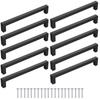 10 Unidades Puxadores de Móveis Buracos Quadrados Pretos 128mm/160mm Puxadores Modernos para Gavetas de Armário