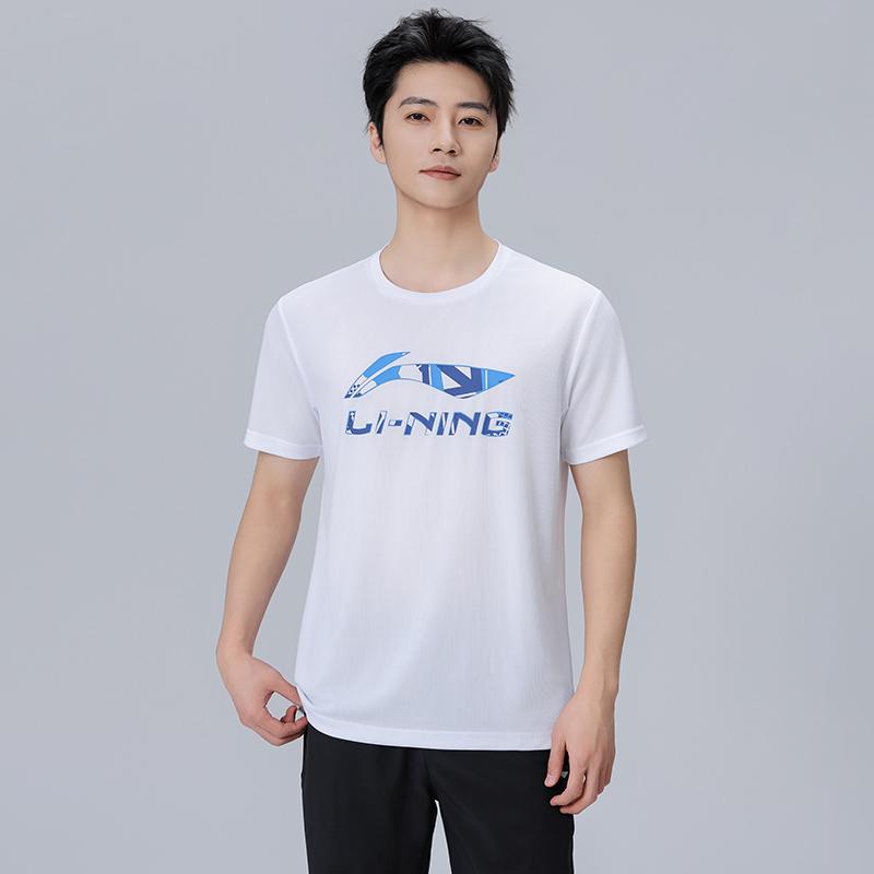 Li Ning T Shirts Unisex White Crew Neck Moderate Straight Fit AHST683-1