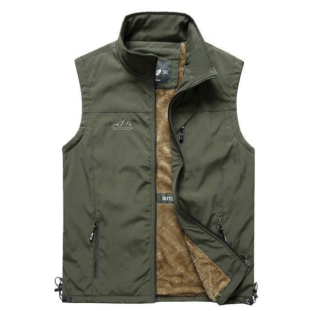 

Зимняя теплая мужская многокарманная толстая осенняя жилетка фотограф без рукавов куртка большого размера XXXXL