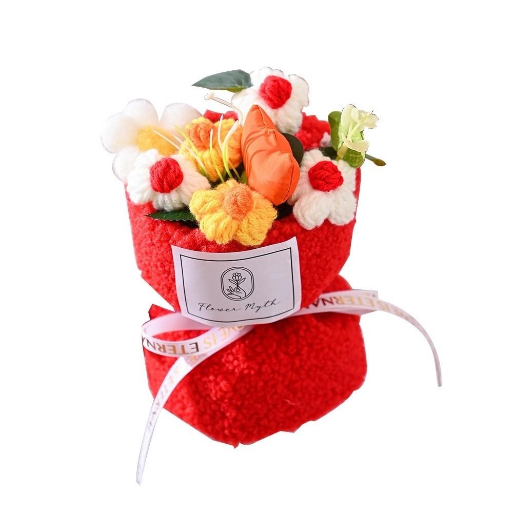 Home Decor Knitted Flower Bouquet Tulip Artificial Flower Bouquet Crochet Flower Bouquet  Festival