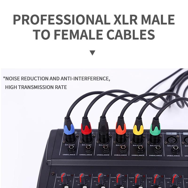 XLR Microphone Cable 3-Pin Male to Female 50cm 1m 2m 3m 5m 10m Balanced Audio Cable for Mic Speaker Amplifier PA System