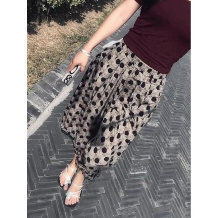 Women s High-Waisted Retro Polka Dot Cropped Wide-Leg Pants - Summer 2026 Slimming Versatile Fashion. M