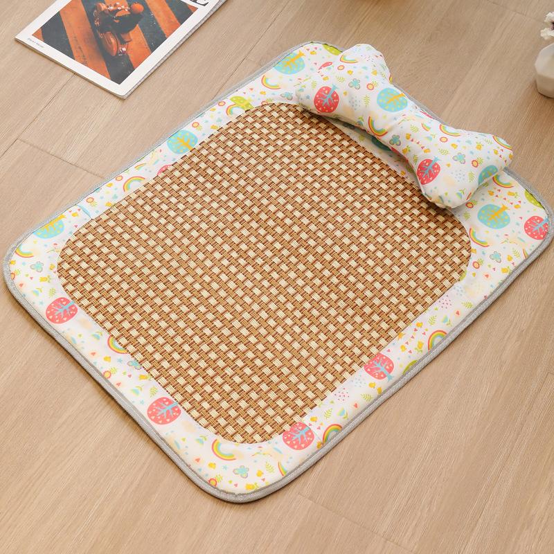 

Cat Natural Hand Woven Cooling Mat Summer Pet Self Cooling Pad Cat Bed Mat For Dogs Indoor Rattan Weave Mat Sleeping Cat Bed S