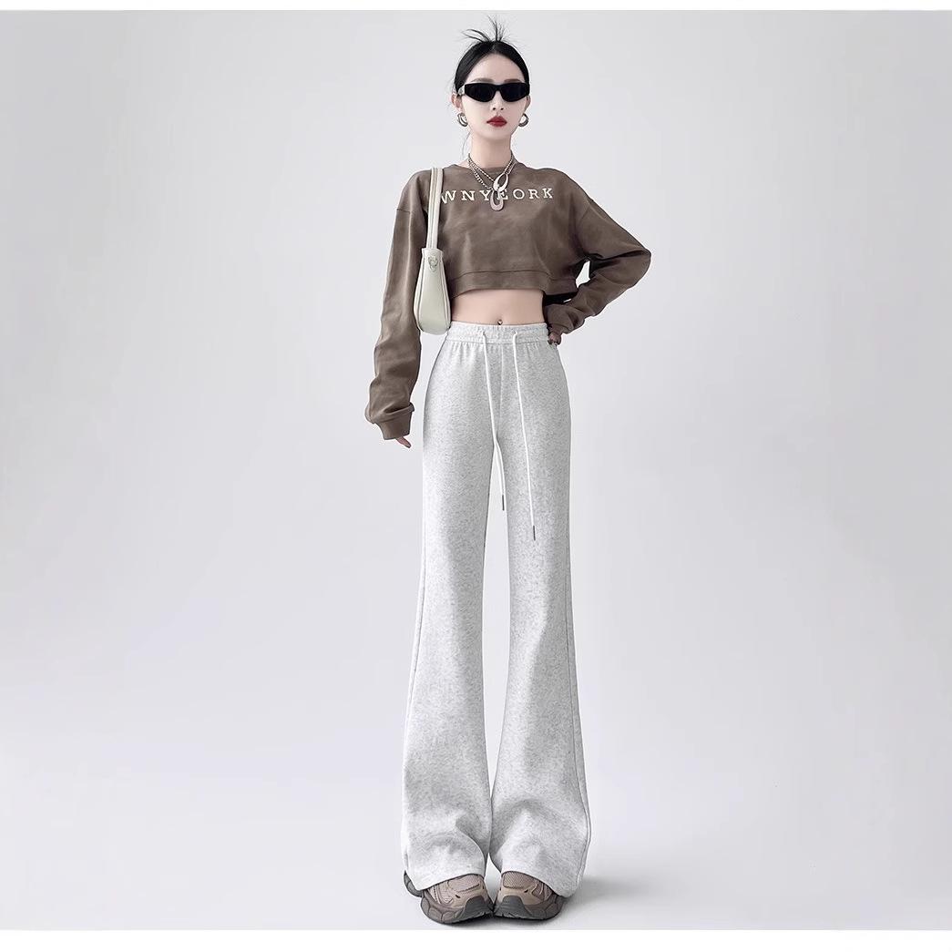 

2025 Petite Women s Micro Flare Casual Sports Pants, Floor-Length Slimming Style for Spring & Autumn XS (60-79 lbs)