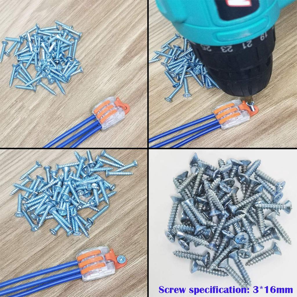 CTRICALVER Compact Splice Connectors for Stranded and Solid Wire Type 15-Piece Connectors, One-Touch Connection, 3-Hole