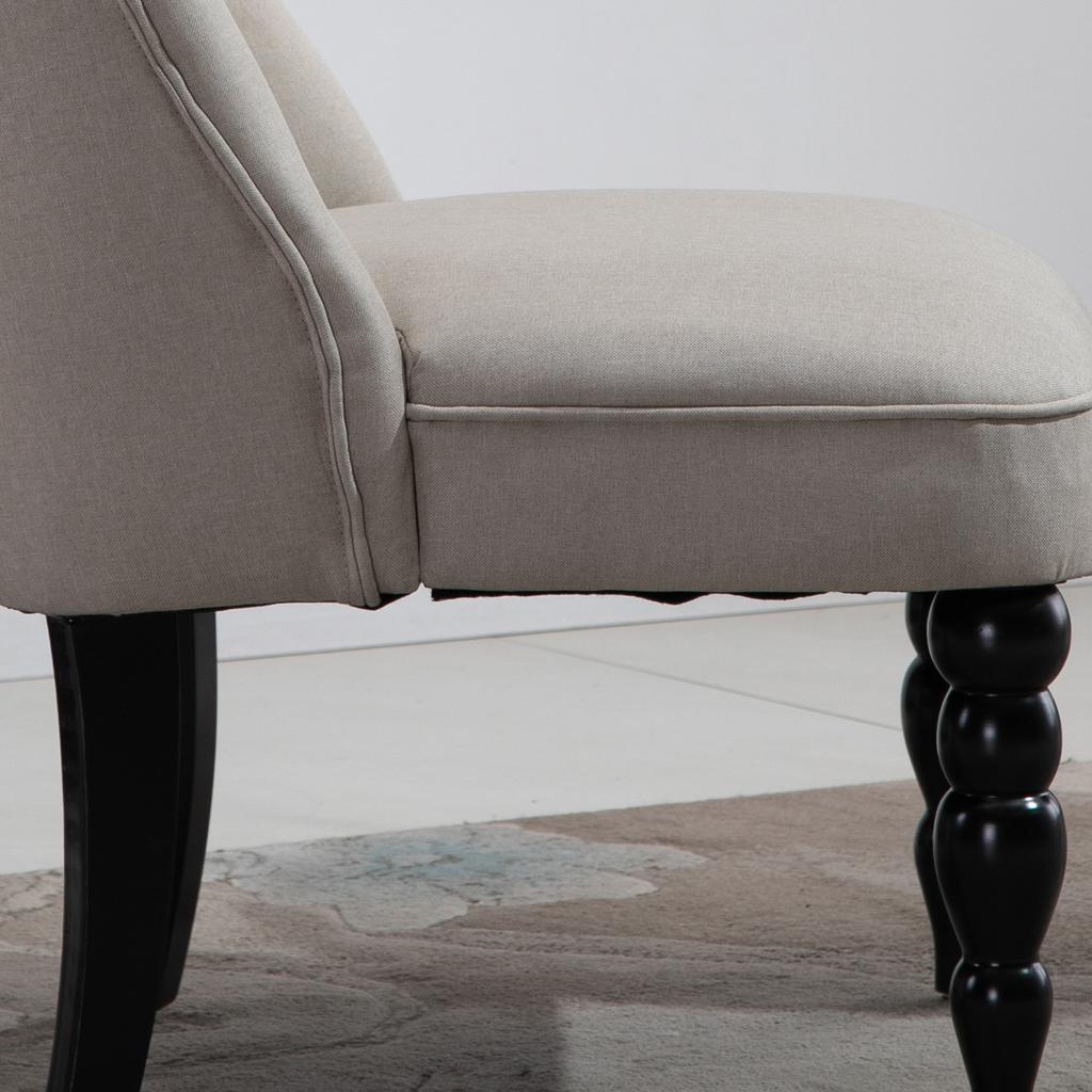 Sessel Wohnzimmer Lounge Sessel Vintage Entspannungsstuhl mit Holzbeinen Lesesessel in Leinenoptik, Gepolsterter Sessel für Schlafzimmer Beige