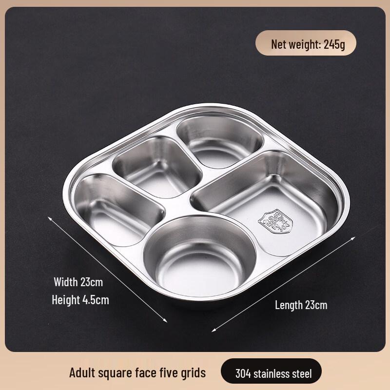 

304 Stainless Steel Square Divided Deep Dining Tray