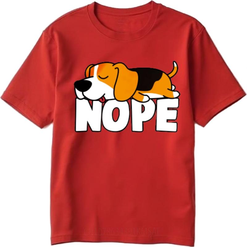 Tshirts for men Printed For men O Neck t shirt Black Dog Lying On Nope Text Basic Men Tee shirt Trendy Tshirt Round Neck Tee