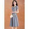 Elegant Plaid V-neck A-line Midi Dress with Bow