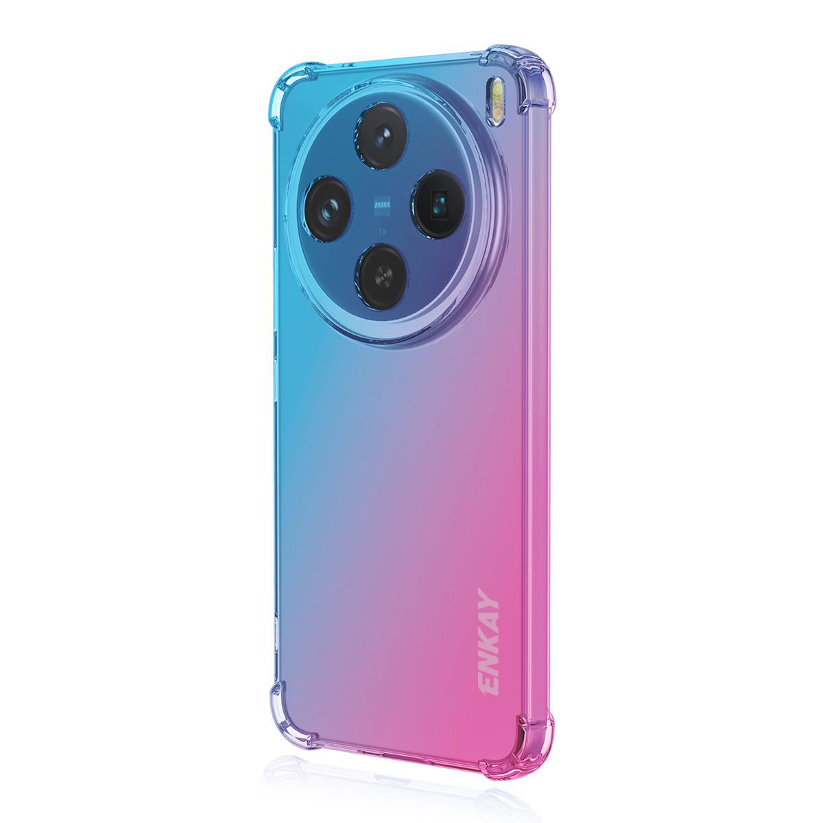 

Для vivo X200 5G Чохол з ТПУ ENKAY Потовщений Чотирикутовий Ударостійкий Задня Кришка Телефону Blue/Pink