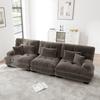 3-Seater Modular Corner Sofa with Deep Seat, Chenille Sleeper Sofa Comfortably Upholstered for Living Room, Apartment, Studio, Office, Chenille Brown