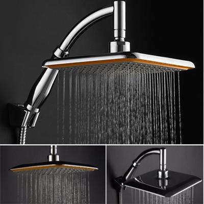 Set da bagno cromato con soffione doccia a pioggia quadrato da 9 pollici con tubo di prolunga