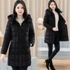 Winter fashion hooded large size down cotton-padded clothes women's new warm waist temperament medium and long cotton-padded jacket