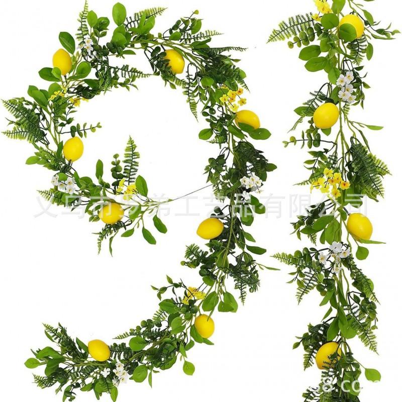 Artificial Lemon Peony Wreath Wall Hanging Decor Door Home Festival Party Decoration