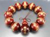 [Sekigai] Heart Sutra Wooden Prayer Beads with Gold Carvings, Chinese Characters, Blood Sandalwood, 20mm, Men's Size LLL+