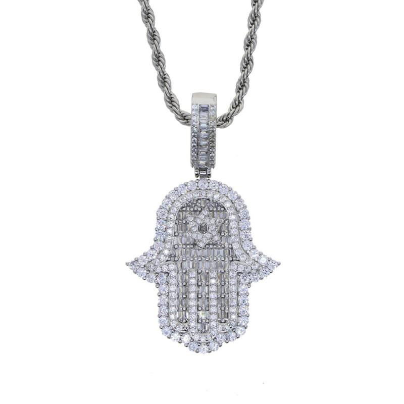 Hip Hop Star Pendant Necklace With Zirconia Crystals Gold Or Tone Chain Men