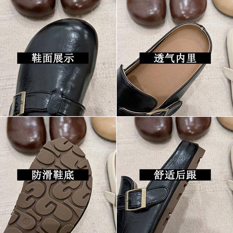 [Ushilai] French thick-soled half-slippers for women's 2025 spring new Baotou fashion casual versatile one pedal