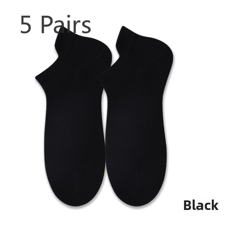 5 Pairs Socks for Men Spring Summer Simple Antibacterial Sweat Wicking Deodorant Men's Boat Socks Tight-woven Boat Socks