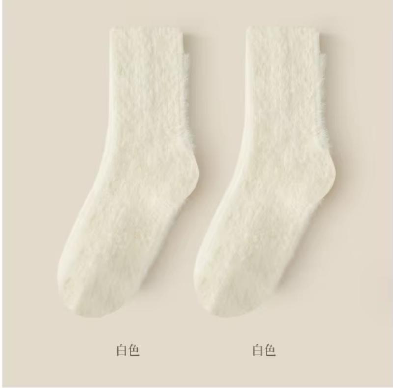 Mink Velvet Socks for Women and Men Autumn and Winter Thicken Thermal Coral Velvet Sleep Plush Floor Black White Socks Underwear