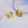 European and American INS Style Design Sense Stainless Steel Square Earrings Fashion Spiral Pattern Vortex Shape Stud Earrings