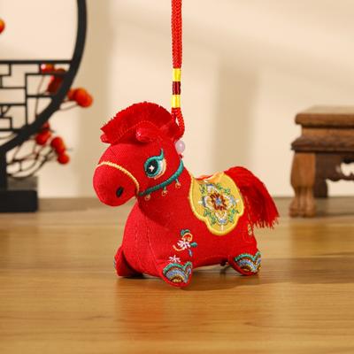 Red Embroidery Mascot Pony Pendant Horse Doll Embroidered Bag Horse Hanging Decoration Chinese Style Cartoon Zodiac Horse Sachet