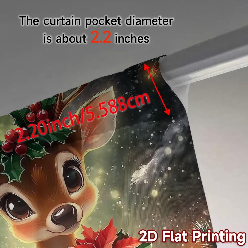 2pcs,Curtains Cute Christmas Deer Present (3) Modern Curtains&Window Treatment Semi-Sheer Curtains Decorations Outdoor Ldeal for