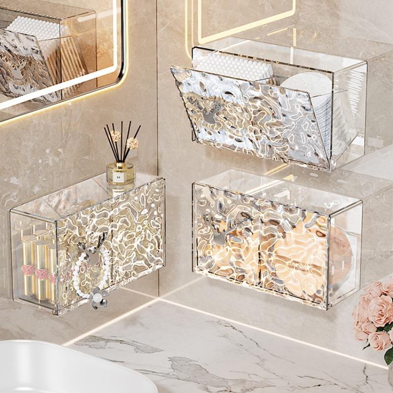 Aufbewahrungsbox für Wattepads Haushalts-Badzubehör Tragbares Make-up Transparent Wandmontiert Staubdicht Schützend Täglich Neu