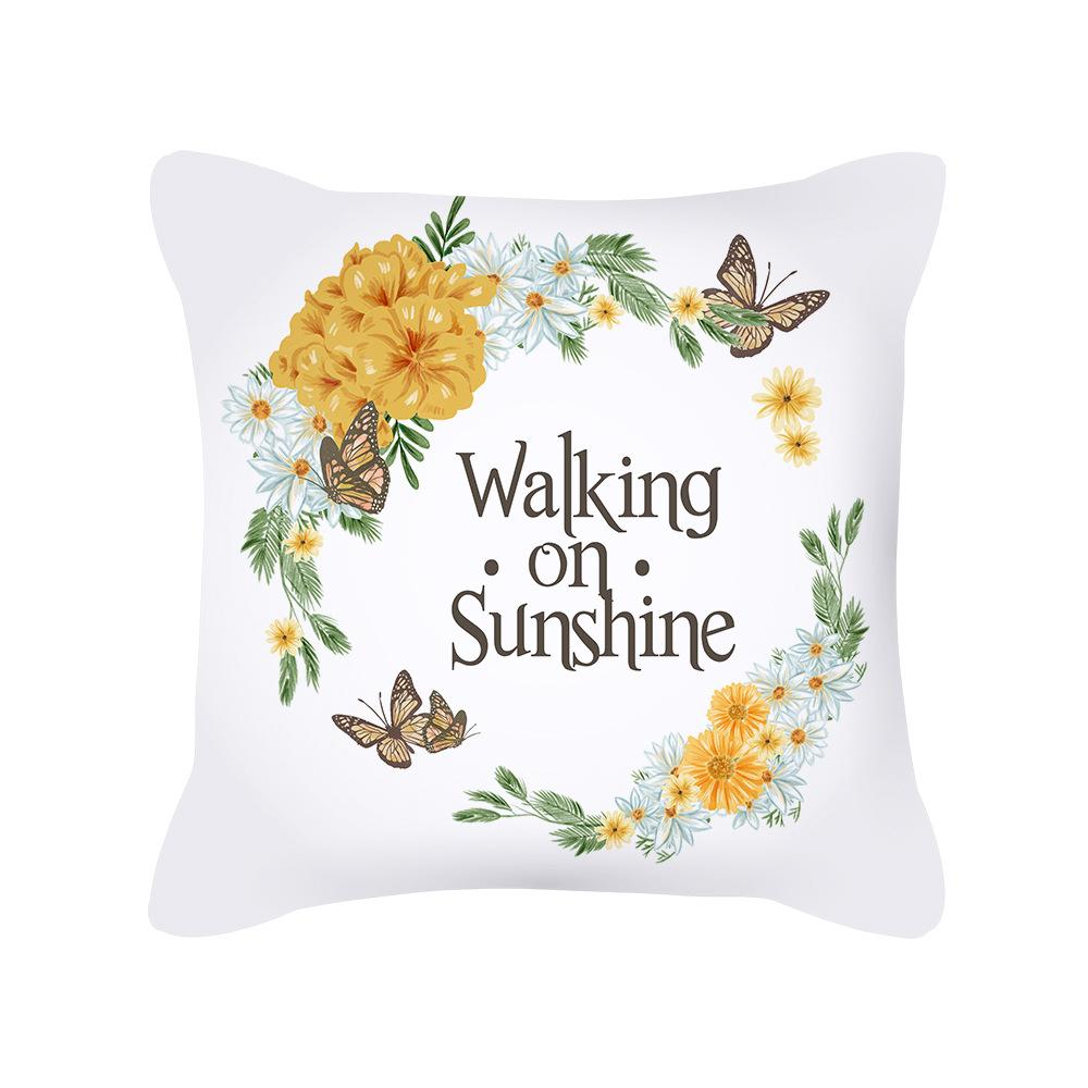 New Thanksgiving Throw Pillow Cover Yellow Letter Sunflower Office Cushion Sofa Pillow Cover