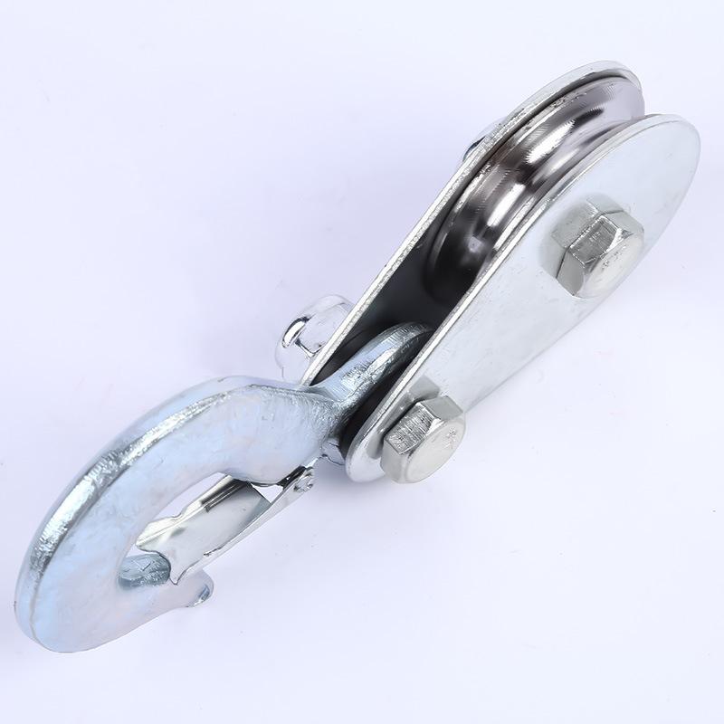 1Pcs High Strength Steel Single Wheel Lifting Rope Pulley Block Pulley Hooks 0.5/1 Tons Load Bearing Single Wheel Rollers