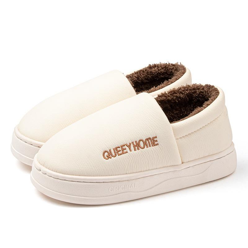 Indoor Couple Cotton Drag Men's Warm Winter Cotton Waterproof Outer Wear Slippers Home Non-slip Winter Velvet Men's Thick Bottom