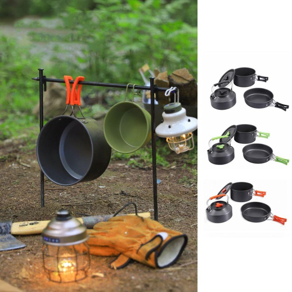 Frying Pan Outdoor Cookware Set Kettle Picnic Pot Set Camping Tableware Kitchen Equipment