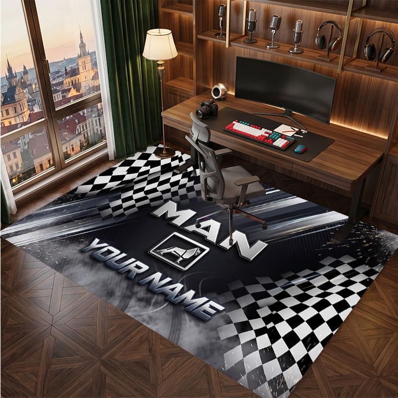MAN Truck Personalized Crystal Velvet Carpet, Customized Name Text Soft Anti‑Slip Rug for Living Room Bedroom