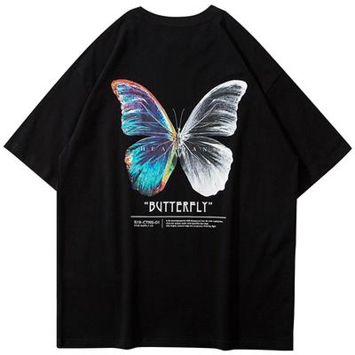 Hip Hop Streetwear Color Butterfly Unisex T-Shirt - Men's Summer Cotton Graphic Tee