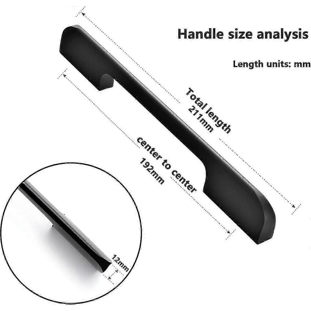 [4 pieces] 192 mm kitchen cabinet handle, black stainless steel cabinet handles, matte black cabinet handle, railing handle fits