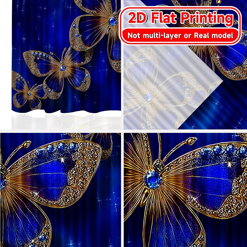 2D FLAT PRINTING 2pcs Curtains (Without Rod) Elegant Butterfly Design Modern Fashionable Curtainments During the New Year