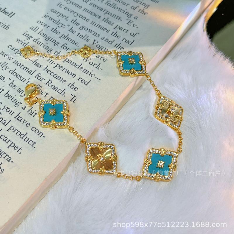 Buccellati Armband Kleeblatt Fünfblättrig Laser Diamant Doppelseitig Mädchen Retro Hof