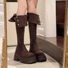 Nischen-Designgefühl zwei Tragevarianten 2025 Herbst und Winter neue Wildleder-Plateau-Stiefel Maillard hohe Kniestiefel Damen