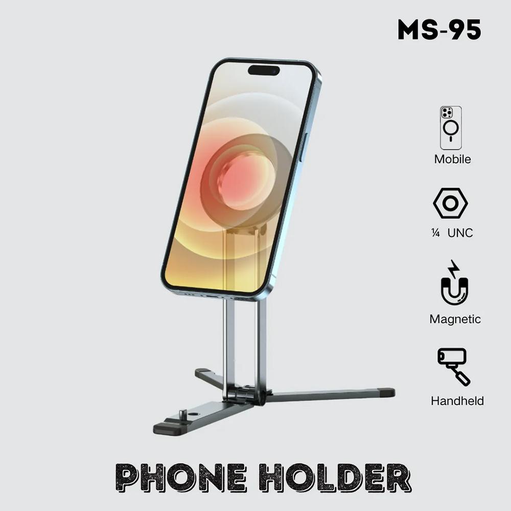 JMARY MS-95 Foldable 180° Rotation Magnetic Phone Stand Portable Desktop Phone Tripod for iPhone 12-17 Series