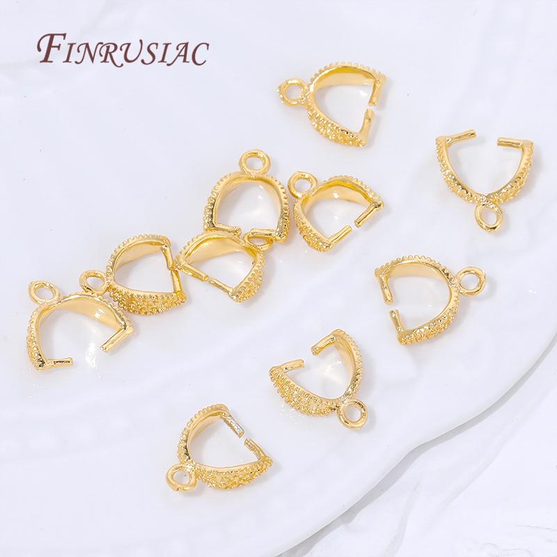 18K Gold Plated Leaf Pendant Bails,Beaded Edge Pinch Clips For Necklace Charm Connectors,DIY Jewelry Making Supplies