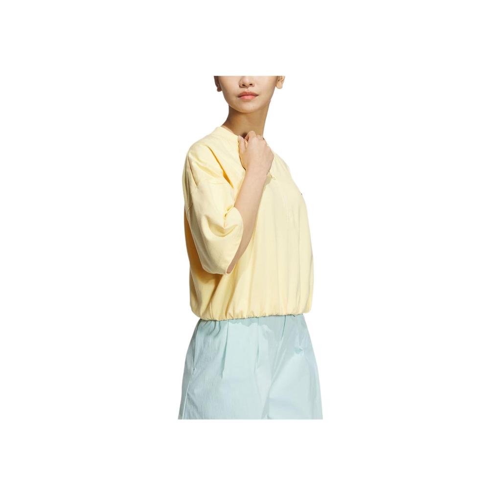 Adidas Graphic Half-Zip Cotton T-Shirt With MBTI Series Print Women Tops Light-Orange Yellow JN6670