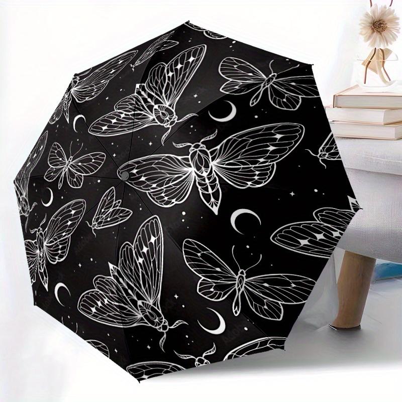 1pc Butterfly Night Automatic Open/close Umbrella, 8-Rib sturdy structure, Portable Travel Umbrella, Parties, Everyday Use, Outdoor Accessor