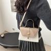 Fashion simple contrasting color texture handbag small square bag personalized color scheme design simple trend shoulder messenger bag women